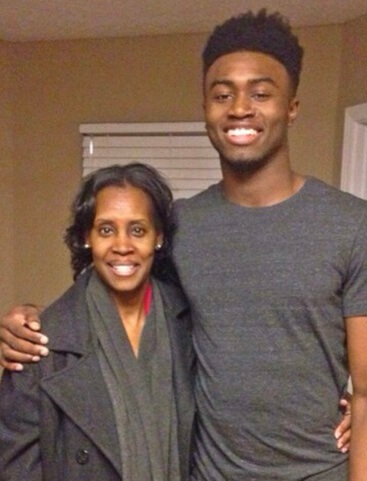 Marselles Brown's wife and their son, Jaylen Brown.